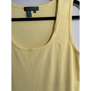 Lauren Ralph Lauren Yellow Ribbed Cotton Blend Casual Tanktop Womens Size L